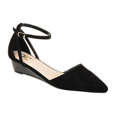 Journee Collection Women's Arkie Ankle Strap Wedges 7 NWOB