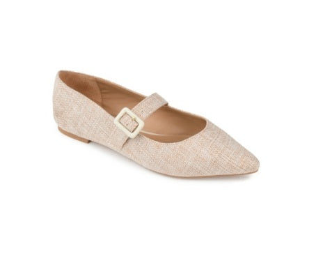Journee Collection Women's Karissa Buckle Flats Beige 11 NIB