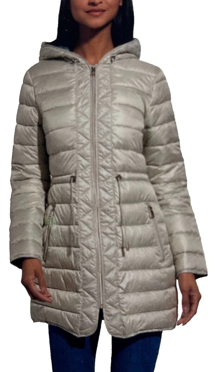 Kenneth Cole Women's Quilted Anorak Jacket M Grey NWT