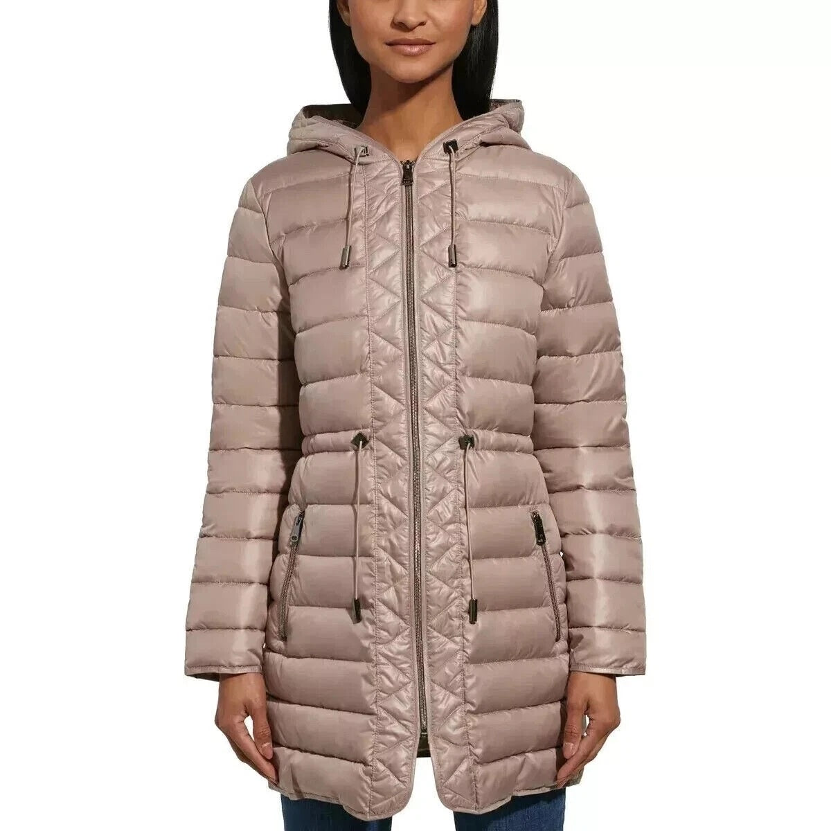 Kenneth Cole Women's Quilted Puffer Jacket Small Brown NWT