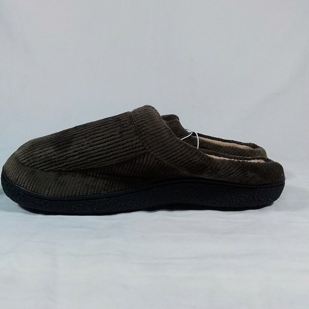 Isotoner Mixed Brett Hoodback Slippers-Pebble-Size Large-Unisex-New with Tags