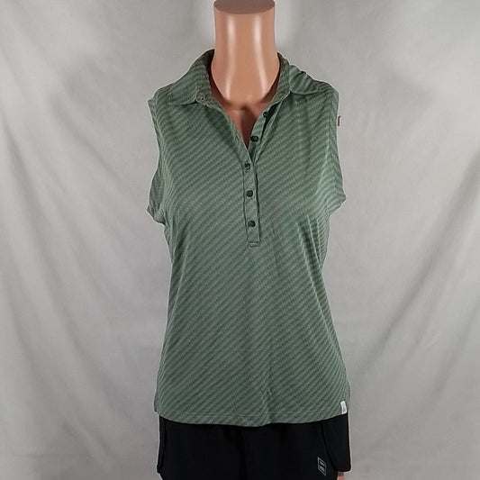 Women's Lady Hagen Desert Getaway Texture Sleeveless Golf Polo Olive- Sz: XS-NWT