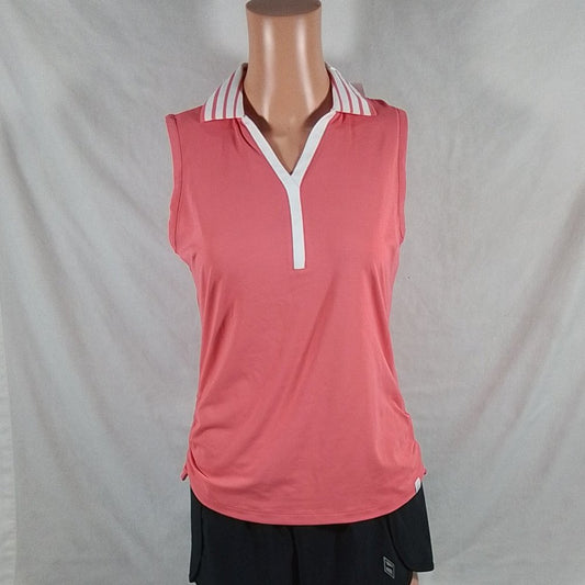 Women's Lady Hagen Desert Getaway Side Ruching Sleeveless Golf Polo Rose Sz: XS