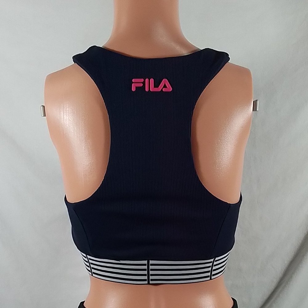 Women's Fila Bevans Park Baye Crop Tank Top Navy & White -Various Sizes- NWT