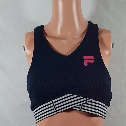 Women's Fila Bevans Park Baye Crop Tank Top Navy & White -Various Sizes- NWT