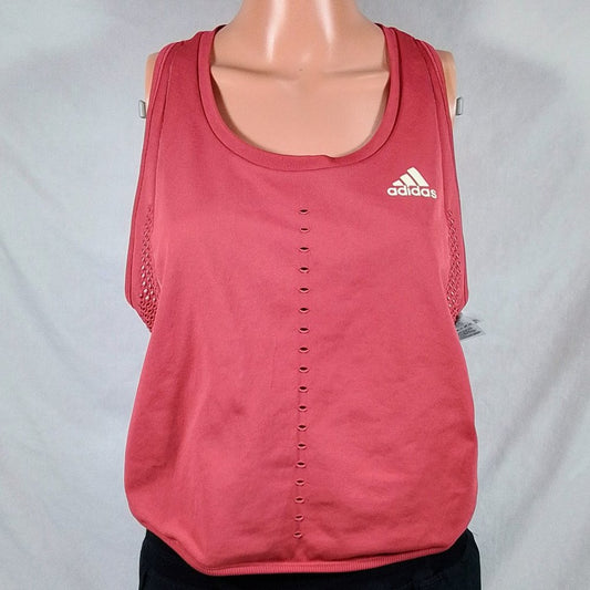 Women's Adidas Primeknit Pink Primeblue Tennis Tank Top-Wild Pink-L-New with Tag