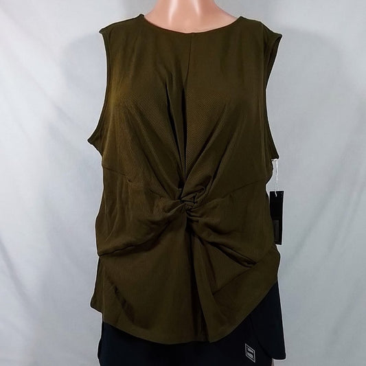 Women's Worthington Round Neck Sleeveless Tank Top-British Olive-XL-New with Tag