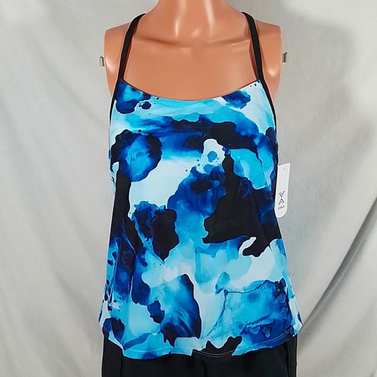 Xersion Pool Blue Strappy Draped-Back Tankini-Various Sizes-New with Tags