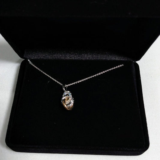 10K White 3/8CT Trinity Necklace with Box(B1)