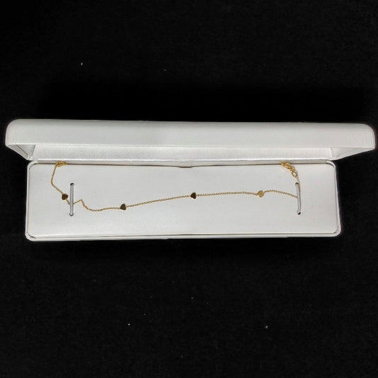 10k Gold Heart Link Station Anklet-In Box(B2)