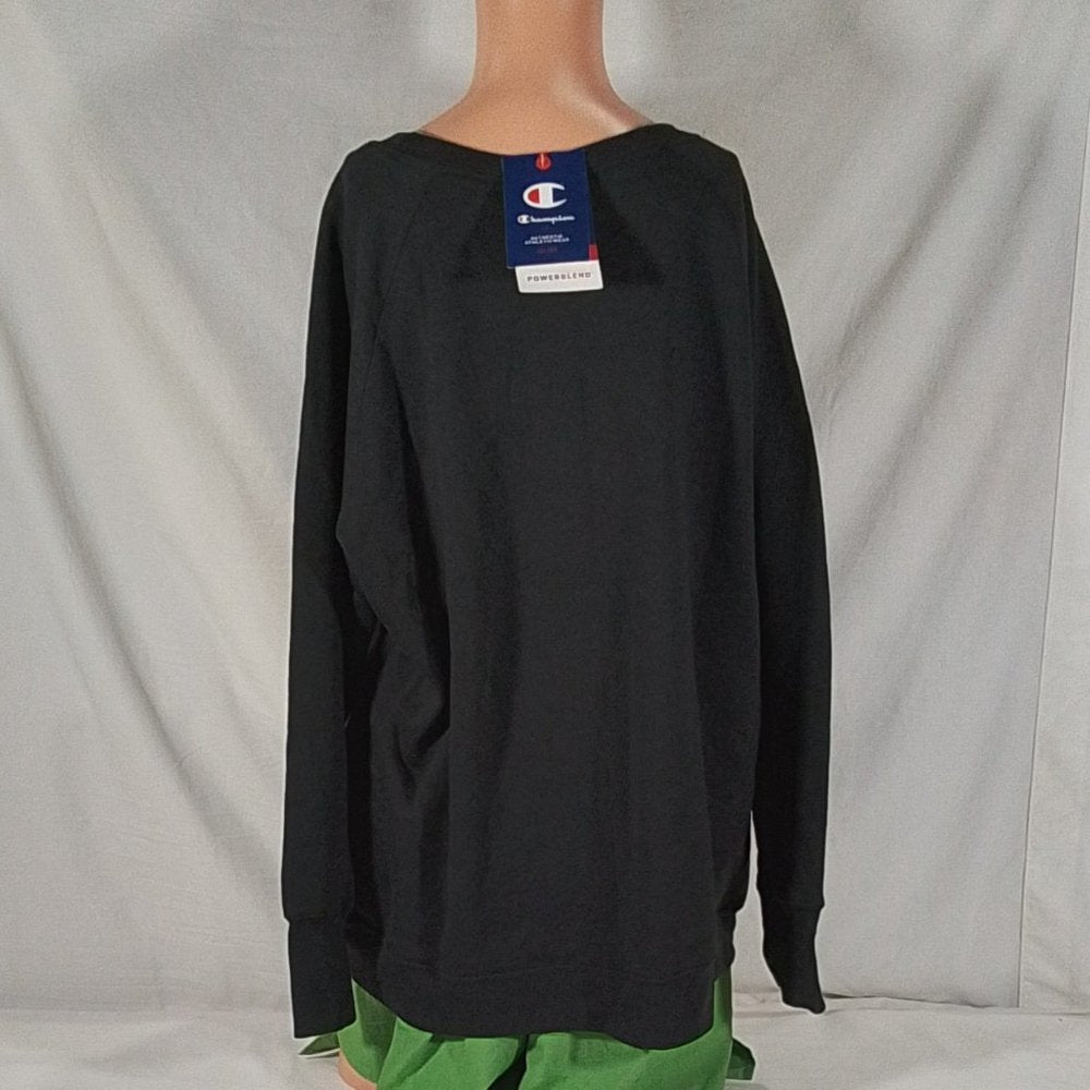 Women's Champion Plus Size Cotton Blend Black Graphic Sweatshirt- VAR Szs- NWT