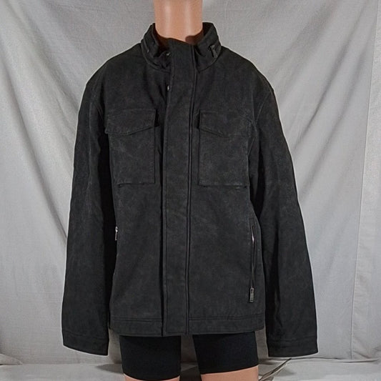 Men's Dockers Faux Suede Military Jacket Black Size: Large - New with Tags