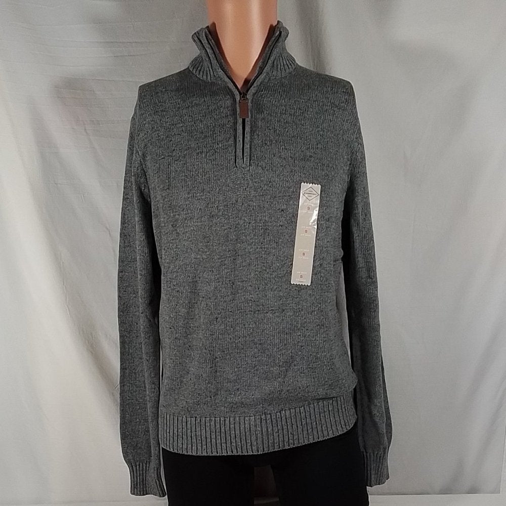 Men's St. John's Bay Quarter Zip Pullover Sweater Heather Grey Size: Small - NWT