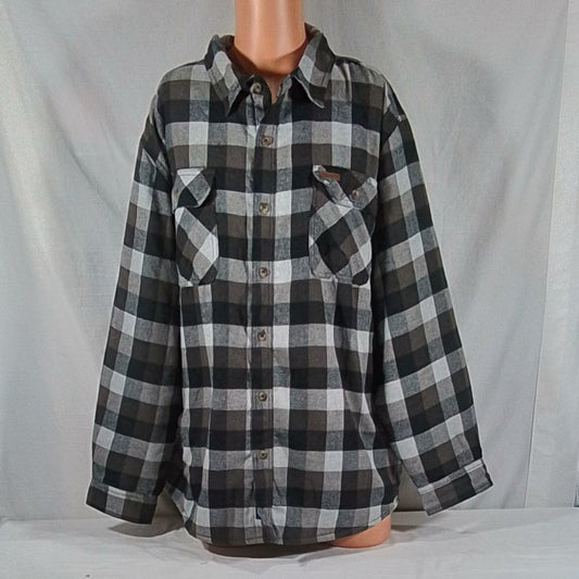 Men's Smith's Workwear Plaid Sherpa-Lined Flannel Jacket Stone/Black Sz:2XL-NWT