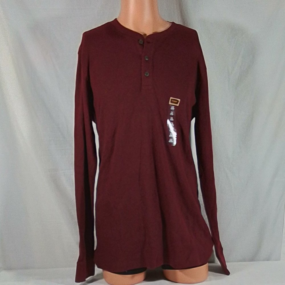 Men's The Foundry Big & Tall Long Sleeve Henley Autumn Burgundy Size: MT - NWT