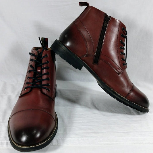 Thomas & Vine Men's Avrum Cap Toe Boot-Bordeaux Leather-Sz 11.5-New in Box