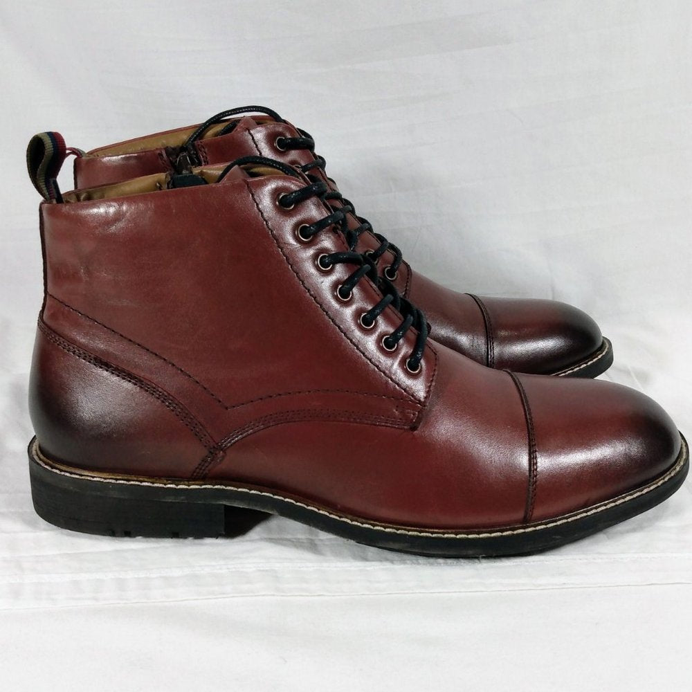 Thomas & Vine Men's Avrum Cap Toe Boot-Bordeaux Leather-Sz 11.5-New in Box