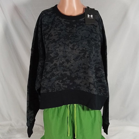 Women's Under Armour Camo Rival Fleece Crew Sweatshirt Black-Various Sizes-NWT