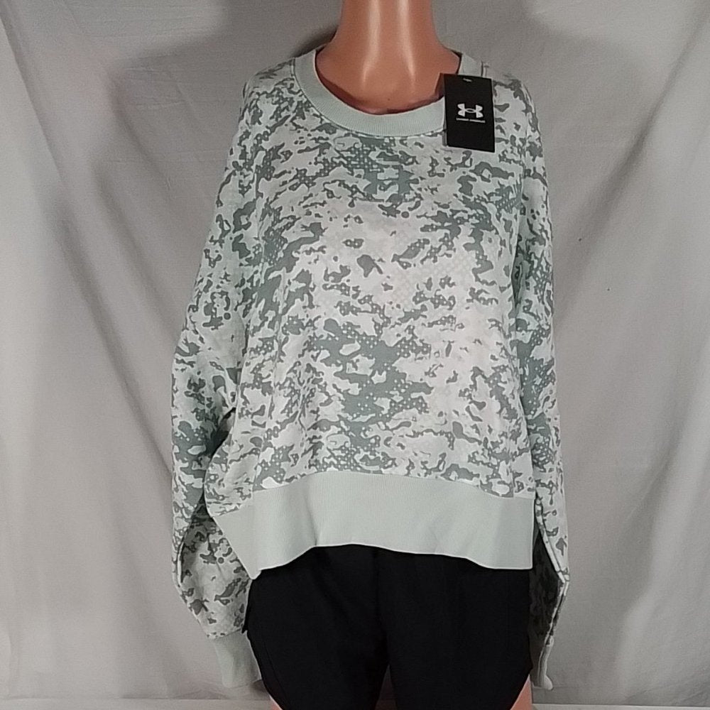 Women's Under Armour Camo Rival Fleece Crew Sweatshirt Opal Green-VAR Szs- NWT