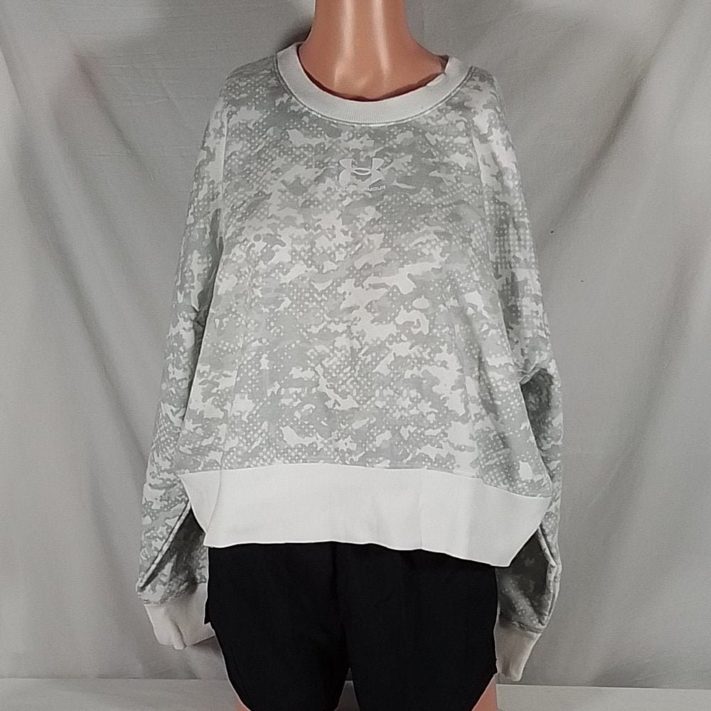 Women's Under Armour Camo Rival Fleece Crew Sweatshirt White- Various Sizes- NWT