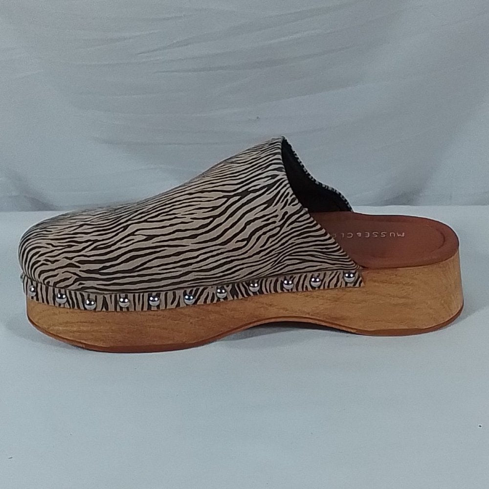 Women's Musse & Cloud  Zumima Leather Platform Mule Brown Zebra - Size: 8 -NIB