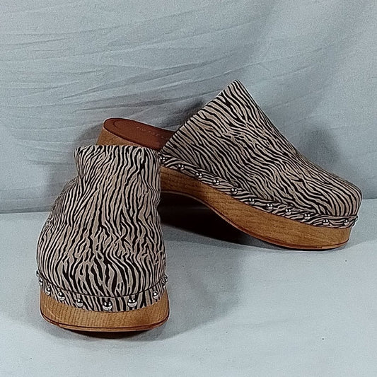 Women's Musse & Cloud  Zumima Leather Platform Mule Brown Zebra - Size: 8 -NIB