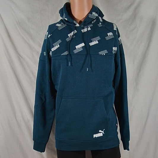 Men's Puma Power Logo Hoodie-Intense Blue/Puma White-S-NWT
