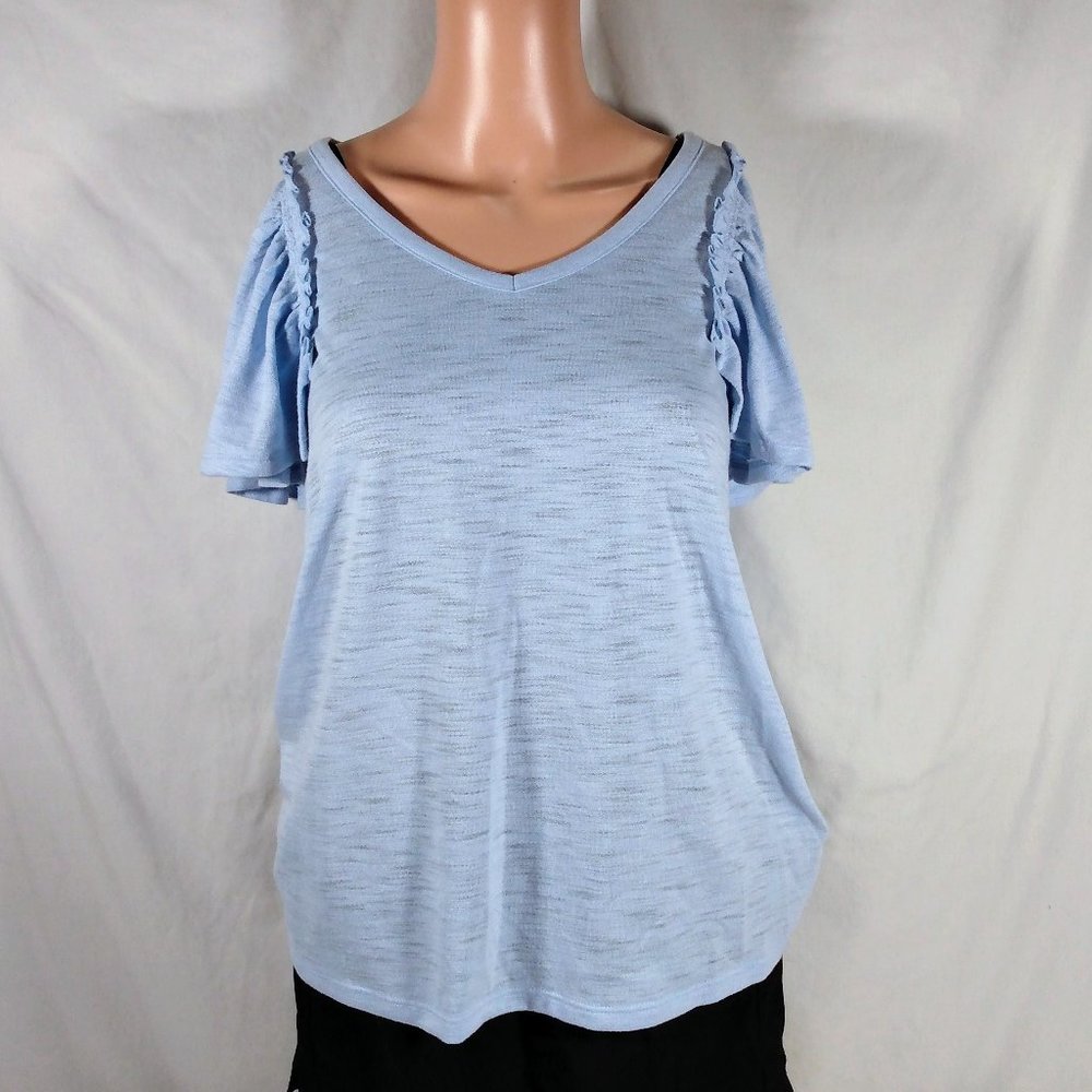 Women's LC Lauren Conrad Flutter Sleeve Tee-Peri Pearl-XS-New with Tags