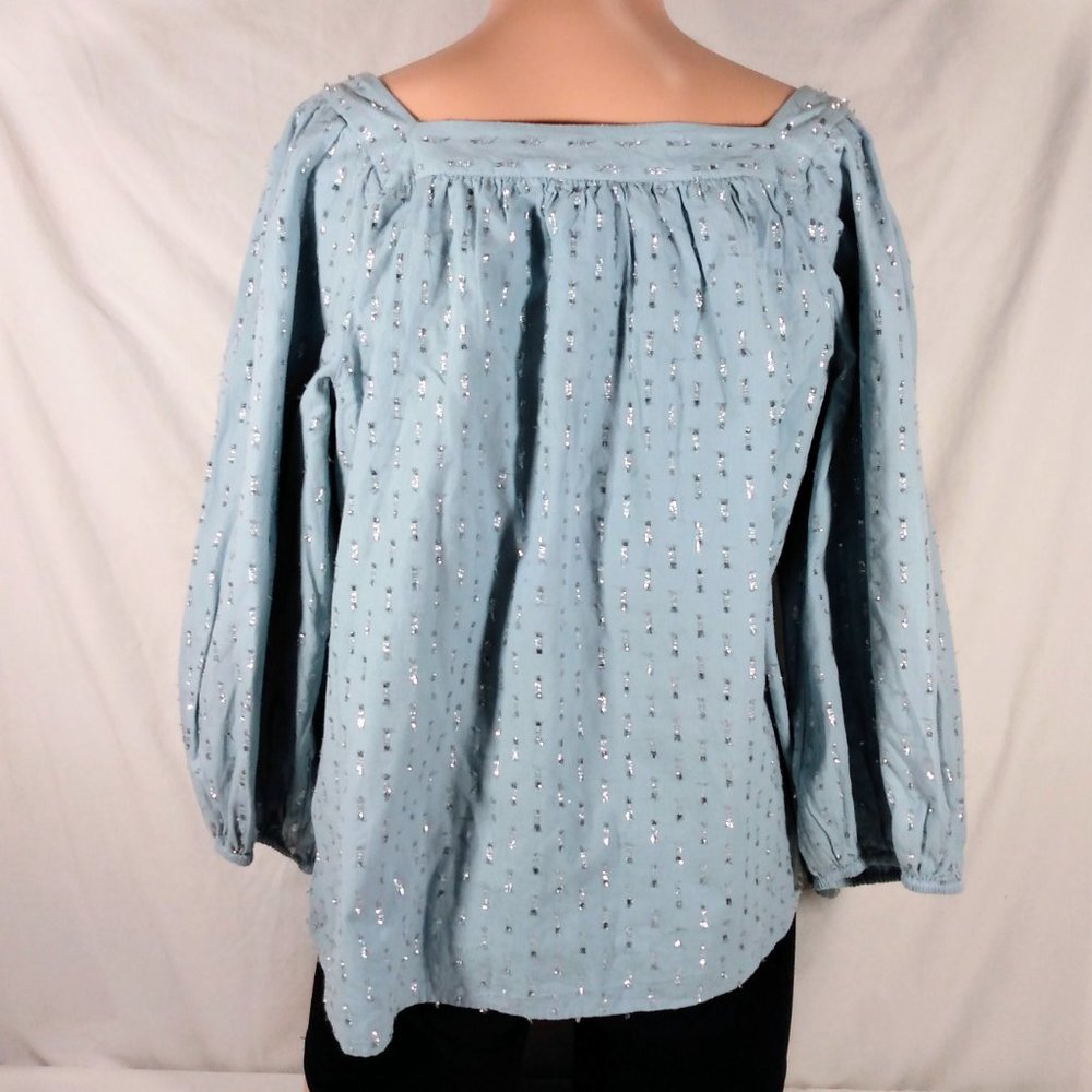 Women's LC Lauren Conrad Squareneck Peasant Top-Lt Blue-XL-New with Tags