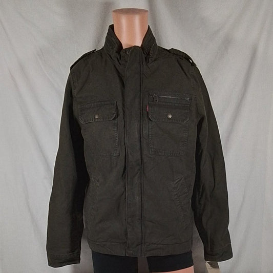 Men's Levi's Washed Cotton Military Jacket-Olive-Medium-NWT