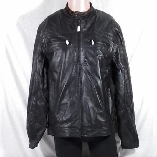 Men's Vintage Leather Nappa Racing Jacket - Black - Medium - NWT