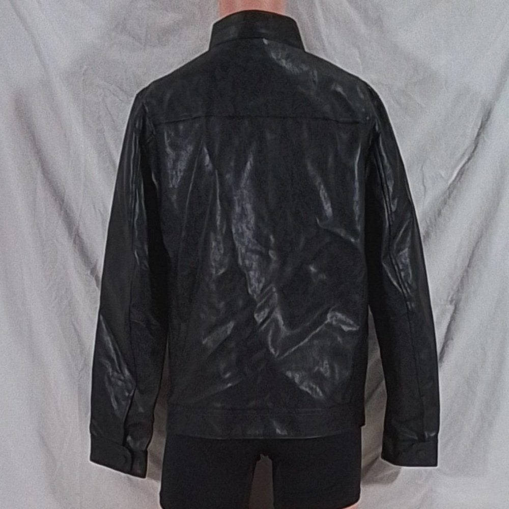 Men's Dockers Pebbled Faux-Leather Racer Jacket - Black - Small - NWOT