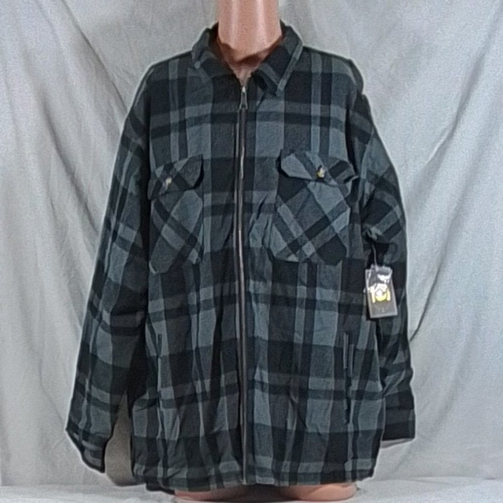 Men's Victory Outfitters Sherpa Lined Flannel Shirt Jacket - Grey Plaid - XXL