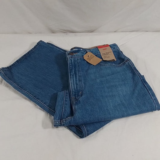 Women's Levi's  High Waisted Distressed  Straight Leg Jeans - Med. Blue - 31x29