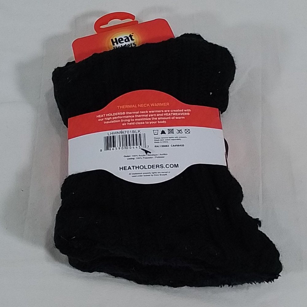 Women's Heat Holders Lined Cable Knit Neck Warmer - Black - OS - NWT