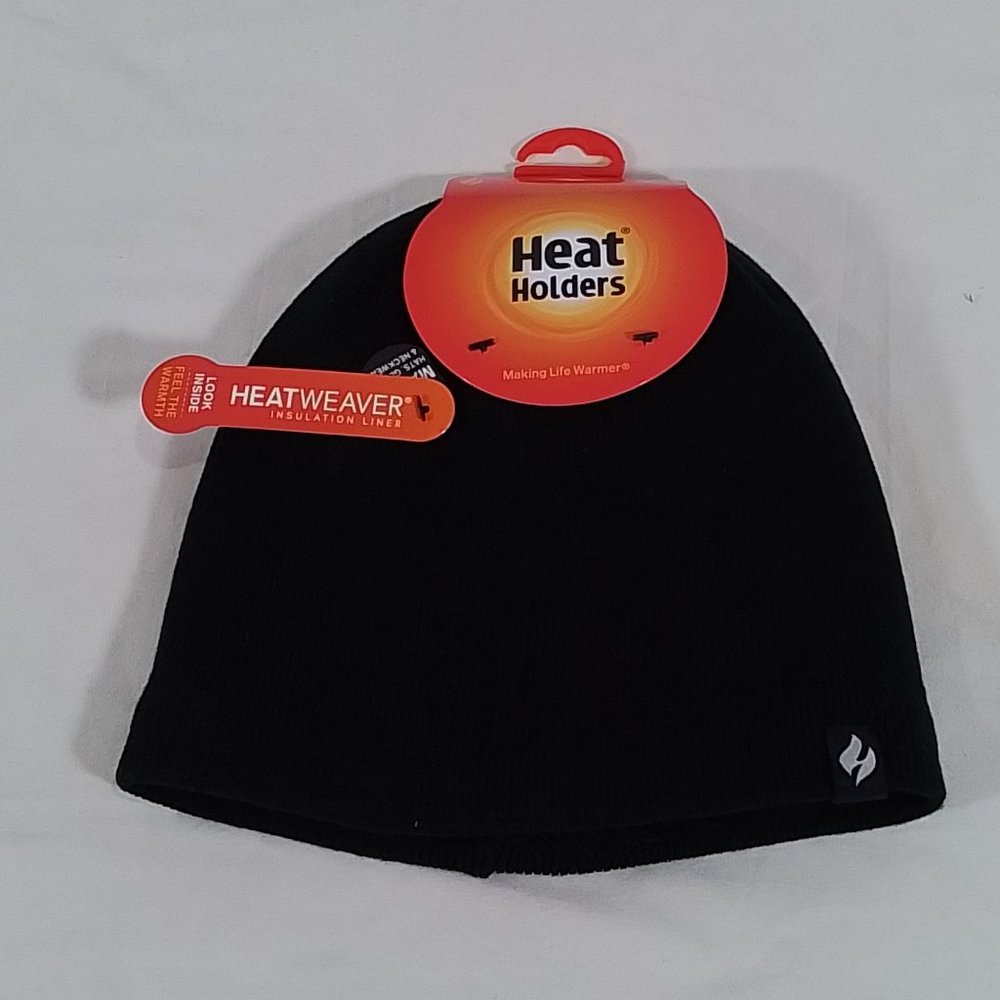 Men's Heat Holders Heatweaver Lined Flat Knit Beanie - Black - OS - NWT