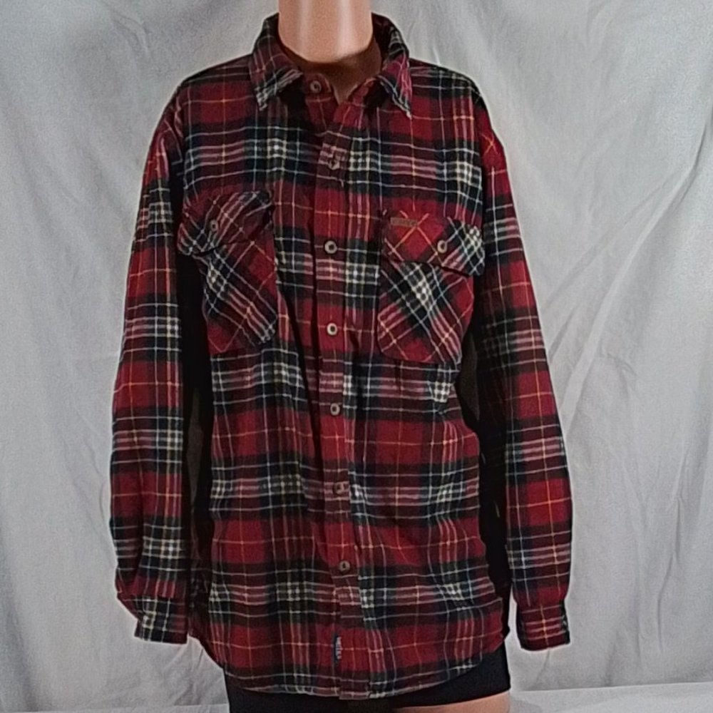 Men's Smiths Workwear Sherpa Lined Flannel Shirt Jacket - Red Plaid - L -NWOT