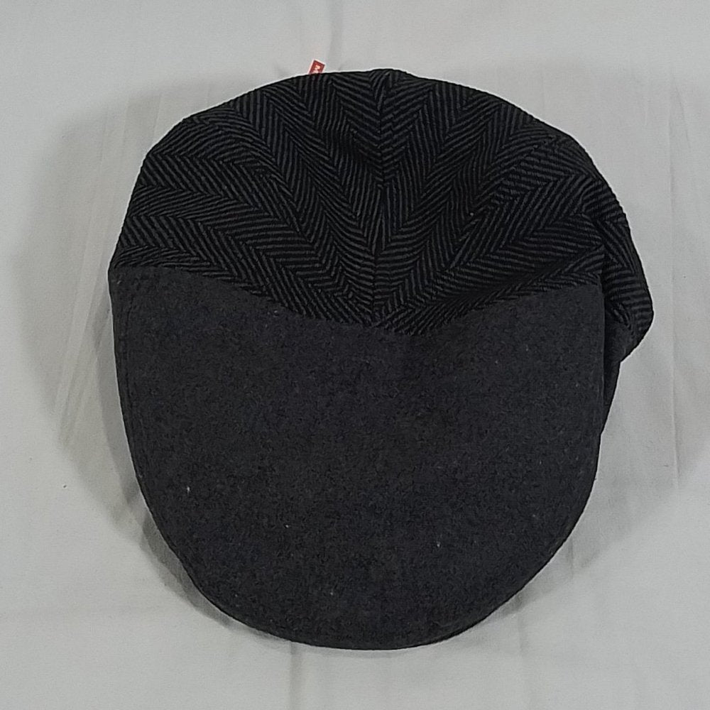 Men's Dockers Wool Blend Flat Top Ivy Cap With Ear Flaps - Charcoal - Var Sz-NWT