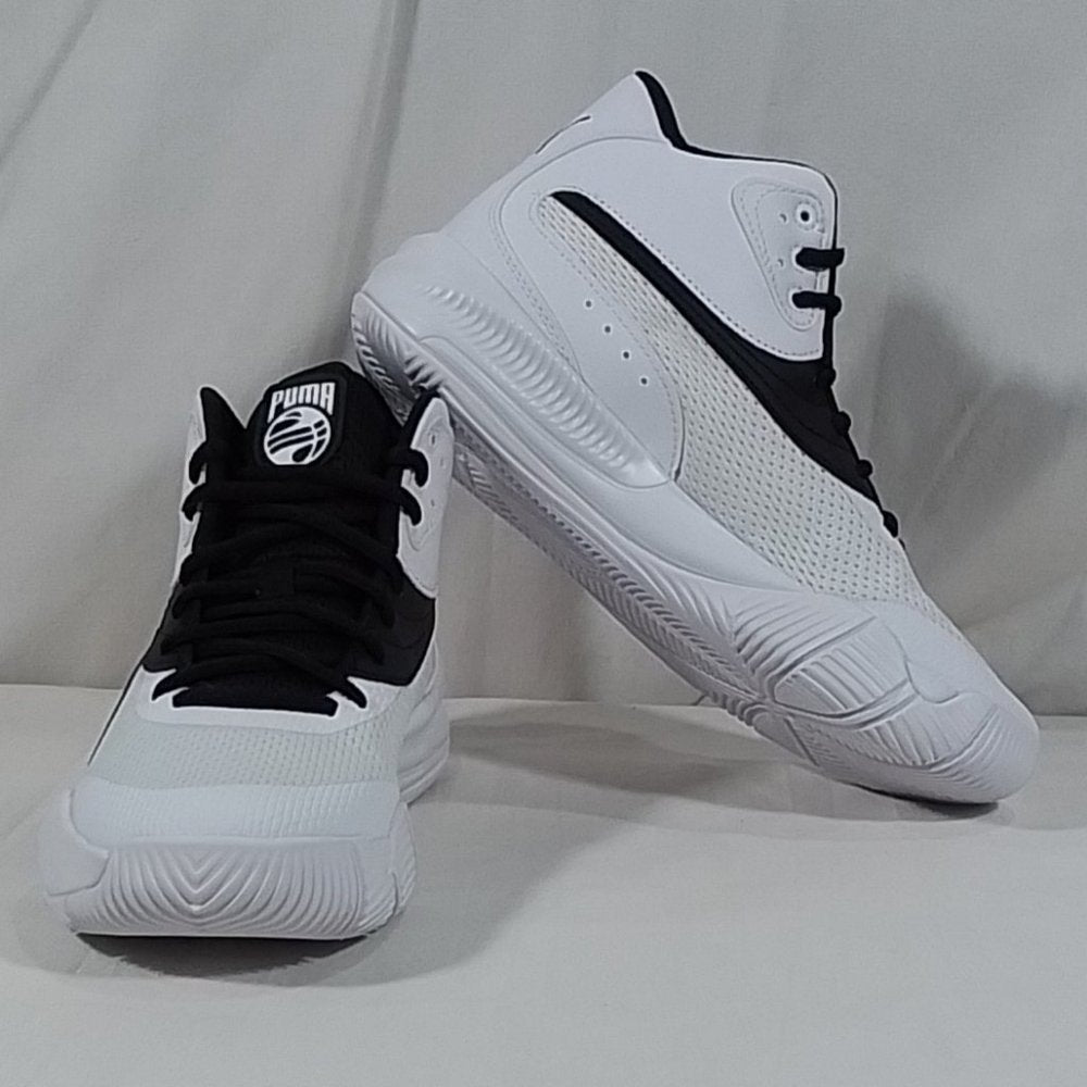 Men's Puma Triple Mid White Basketball Shoes- Various Sizes - Black & White NIB