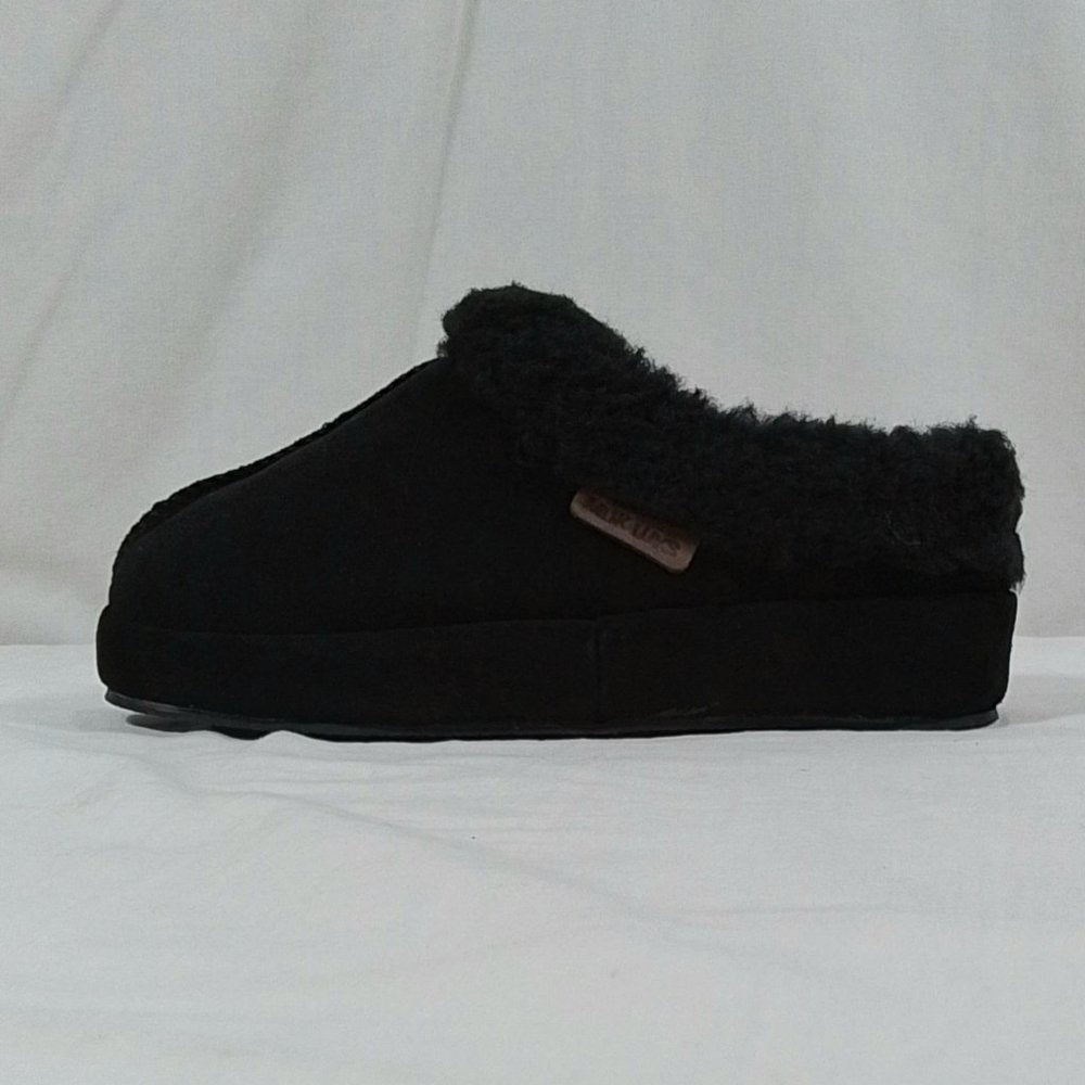 MUKLUK Women's Mule Slippers Black Faux Fur Suede  - Size 6 - NIB