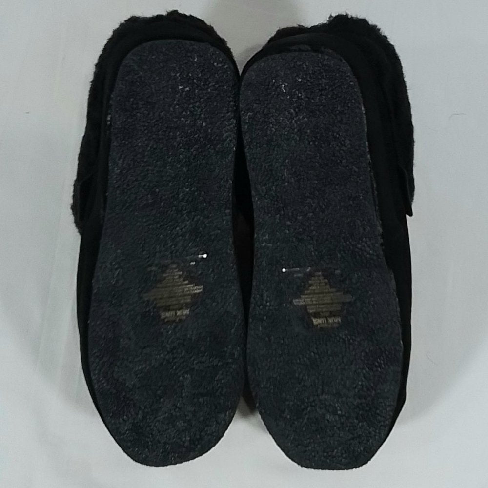 MUKLUK Women's Mule Slippers Black Faux Fur Suede  - Size 6 - NIB