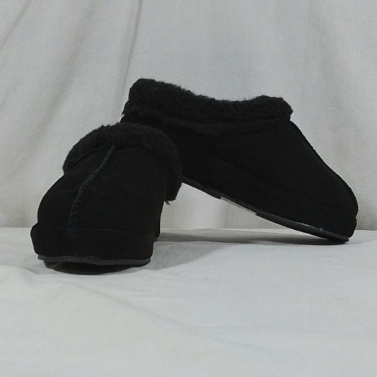 MUKLUK Women's Mule Slippers Black Faux Fur Suede  - Size 6 - NIB