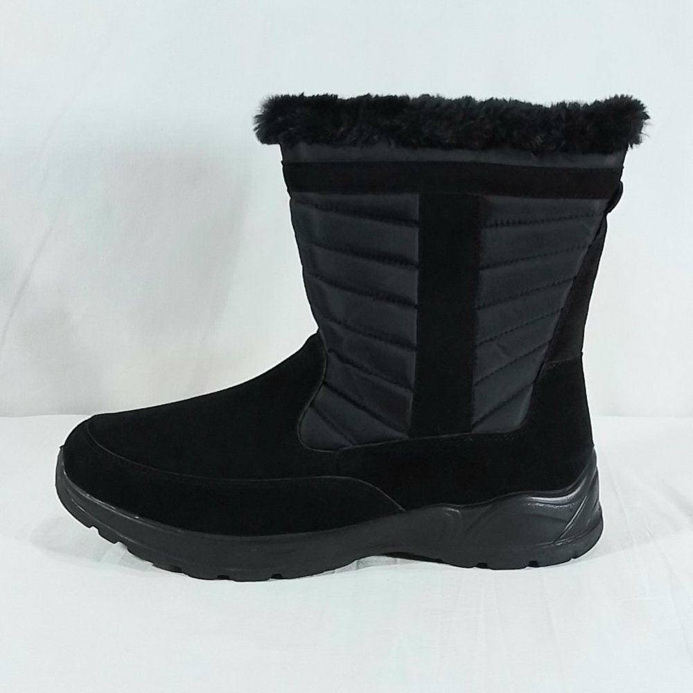 Easy Spirit Women's Frosty Faux Suede Snow Boots - Black/Nylon - Size 11W || NIB