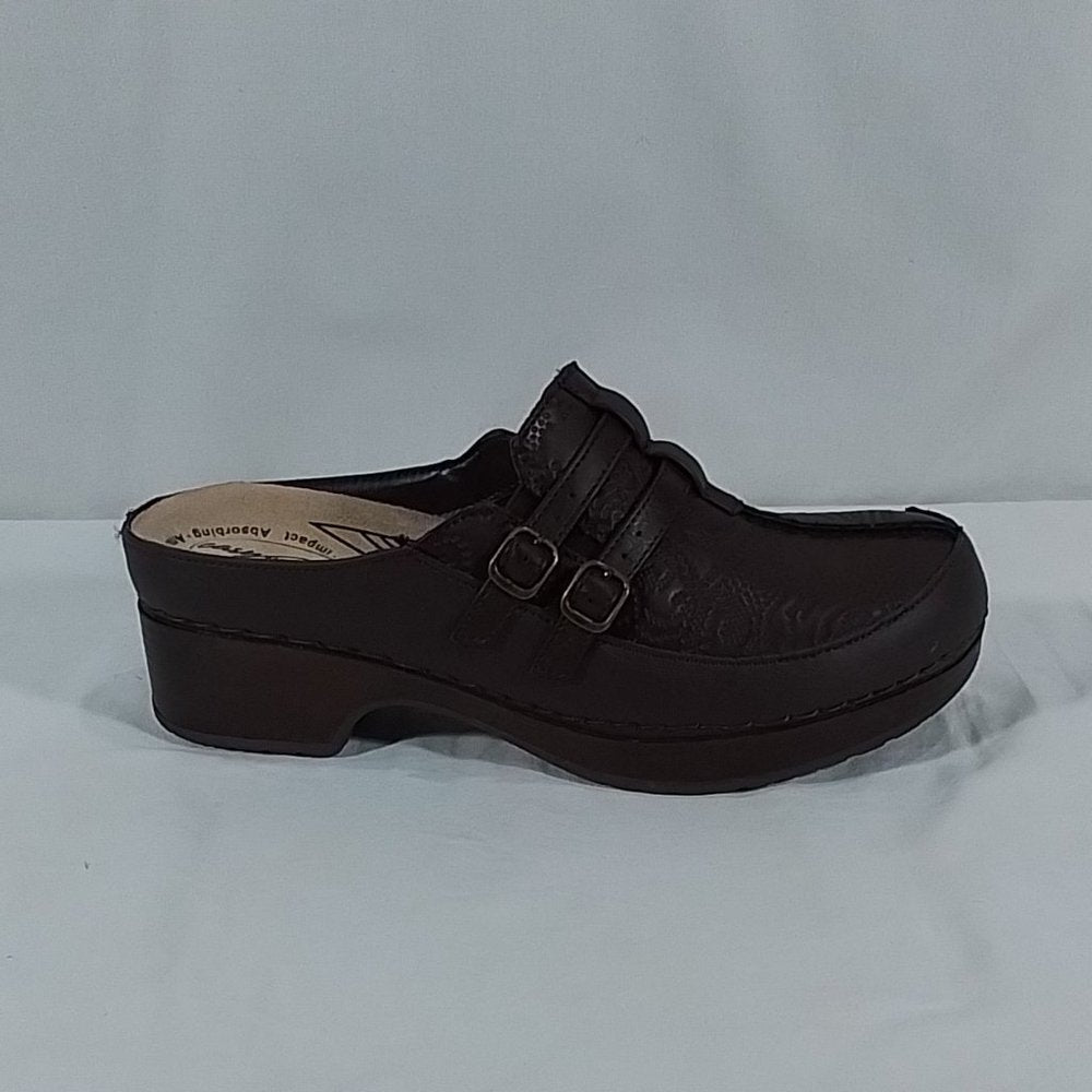 Women's Easy Works By Easy Street Shirley Leather Work Clogs - Brown - 9.5 - NIB