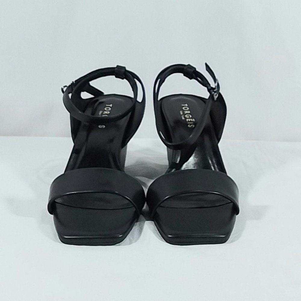 TORGEIS Women's Candida Slip-On  Sandals Heels, Square Toe, Color Black Size - 8