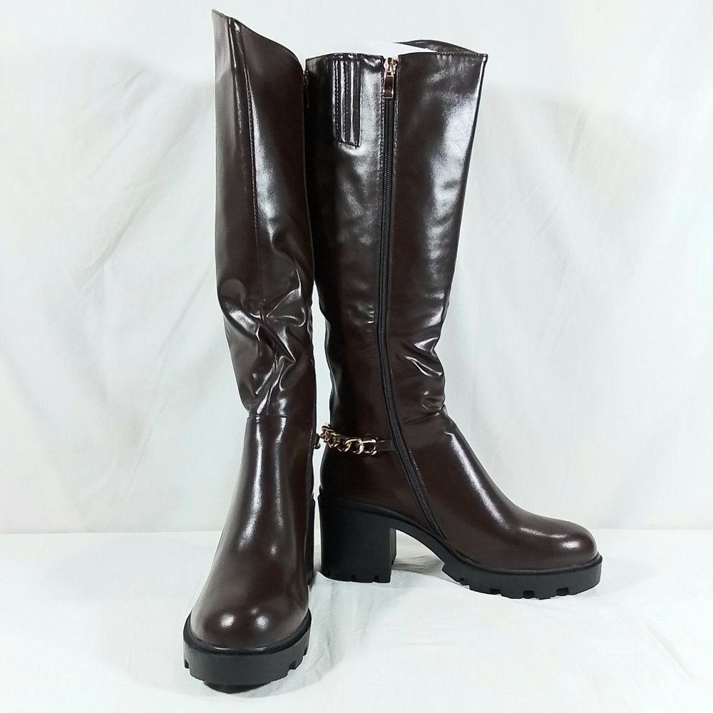 TORGEIS Tall Boot Casual Women's Athena , Side Zipper Color Brown Size - 10