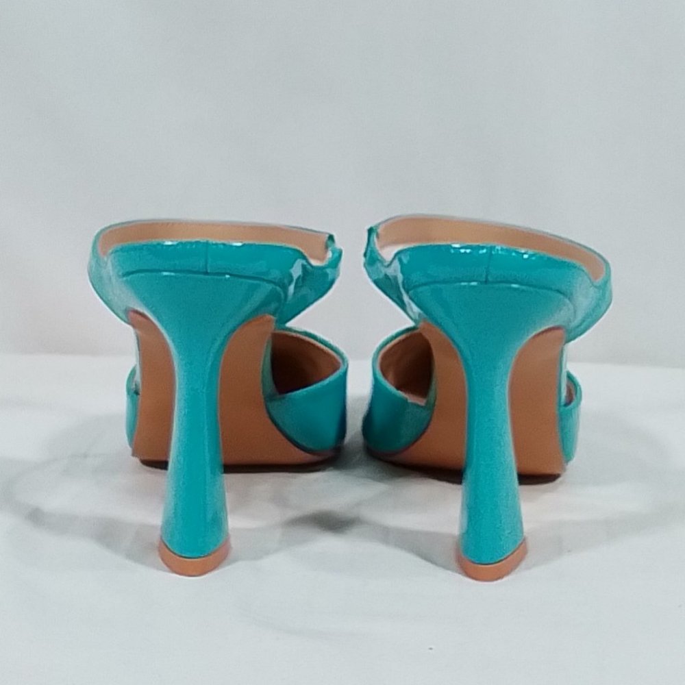 TORGEIS Women's Tropical Faux Mid Heeled Sandals - Aqua/Beige - Size 8.5 Use