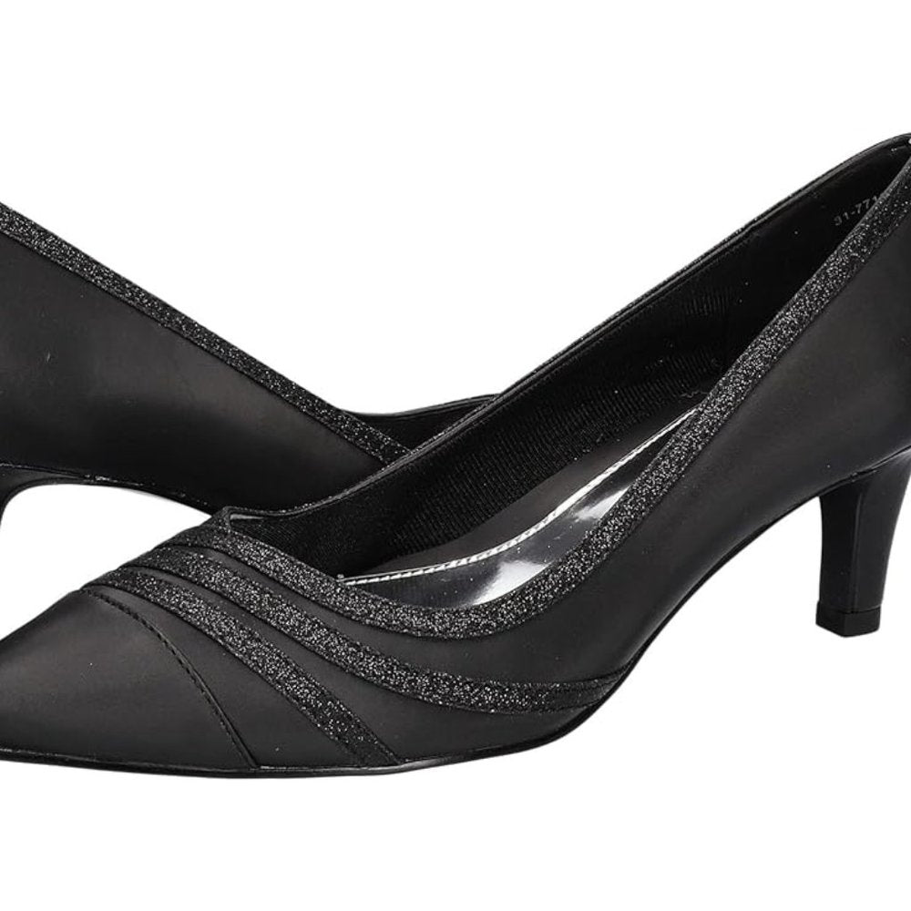 Easy Street Women's Nobel Pointed Toe Pumps - Black Satin - 6 N - NIB