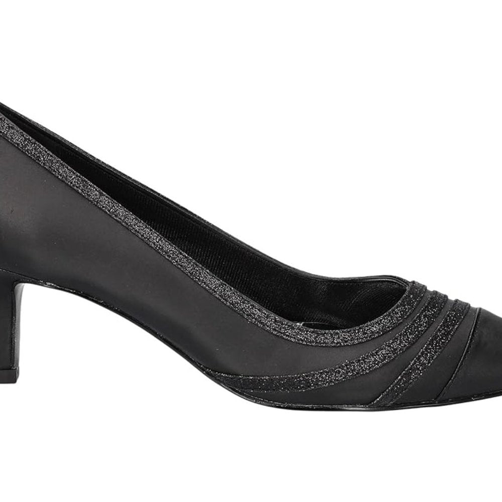 Easy Street Women's Nobel Pointed Toe Pumps - Black Satin - 6 N - NIB