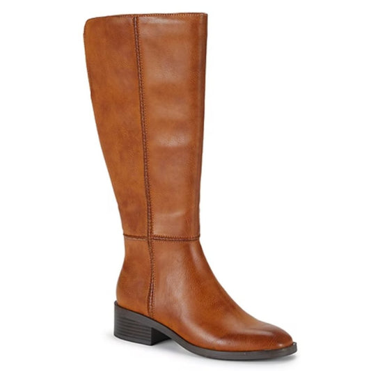 Frye and Co. Women's Lillian Stacked Heel Riding Boots, Various Sizes, Cognac